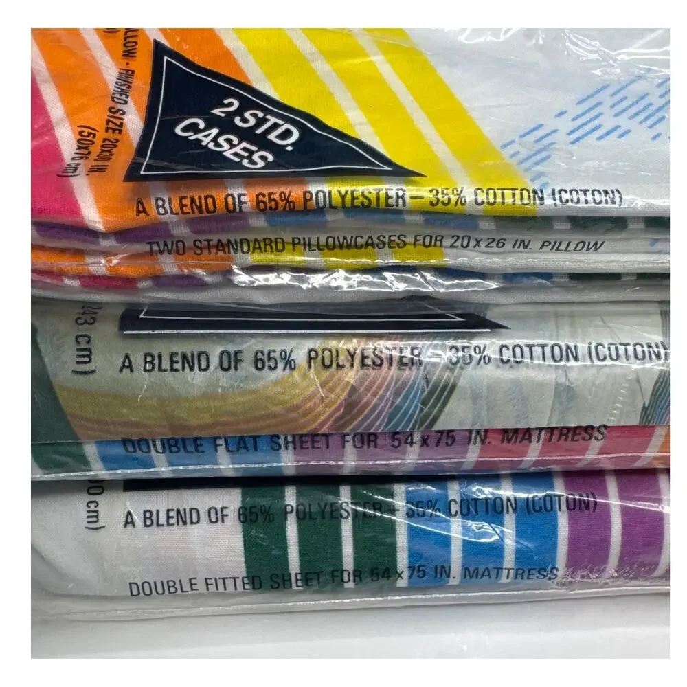 NWT 80s Pacific Canadian Sunset Rainbow & Clouds double sheet set LGBT Gay Pride